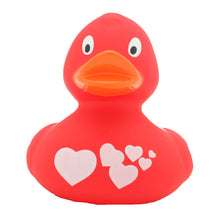 Load image into Gallery viewer, Red Duck with white hearts
